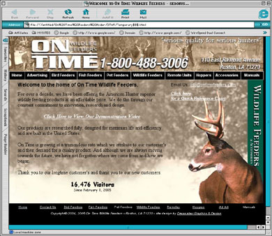 OnTime Wildlife Feeder's website